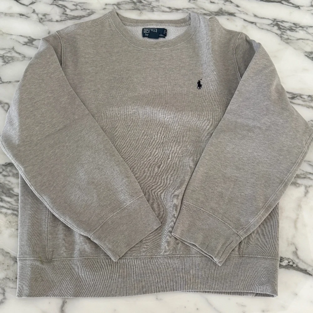 Polo Ralph Lauren Mens Medium Gray Short sleeve Cotton Blend Sweatshirt, Large‎